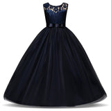 Flower Lace Full Length Party Gown For Girls