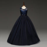 Flower Lace Full Length Party Gown For Girls