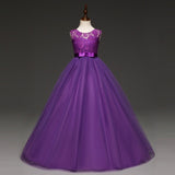 Flower Lace Full Length Party Gown For Girls