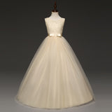 Flower Lace Full Length Party Gown For Girls