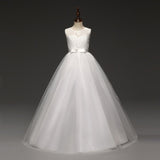Flower Lace Full Length Party Gown For Girls