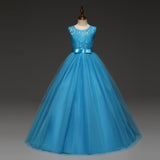 Flower Lace Full Length Party Gown For Girls