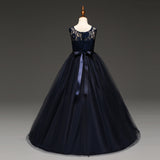 Flower Lace Full Length Party Gown For Girls