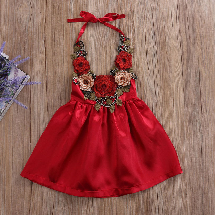 Halter Strap Flower Party Backless Frock