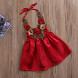 Halter Strap Flower Party Backless Frock