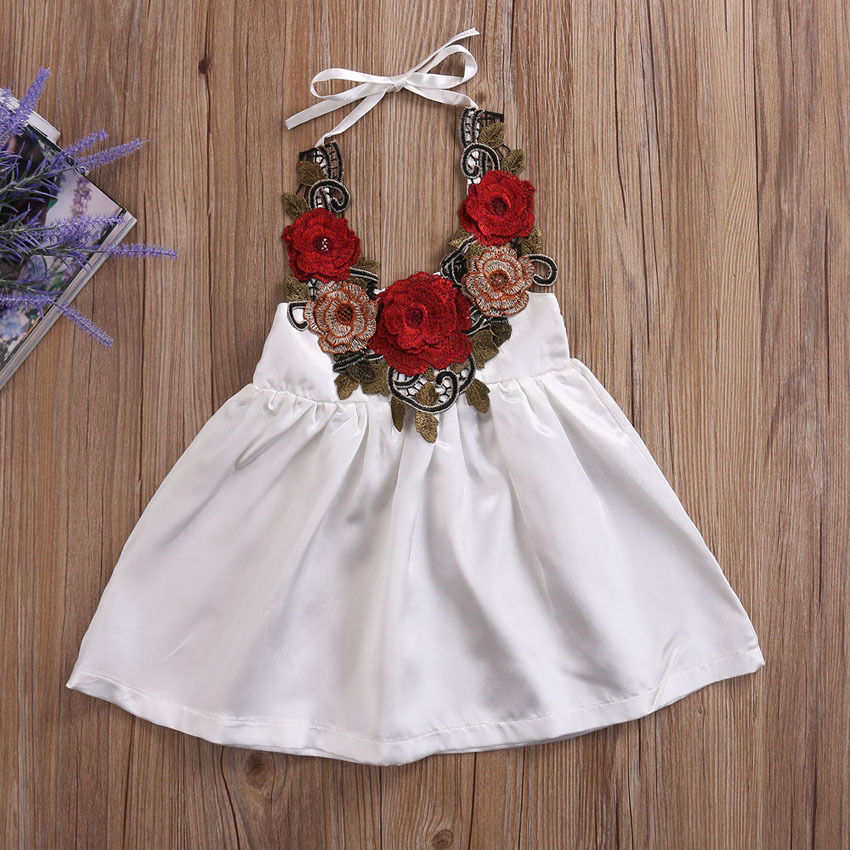 Halter Strap Flower Party Backless Frock