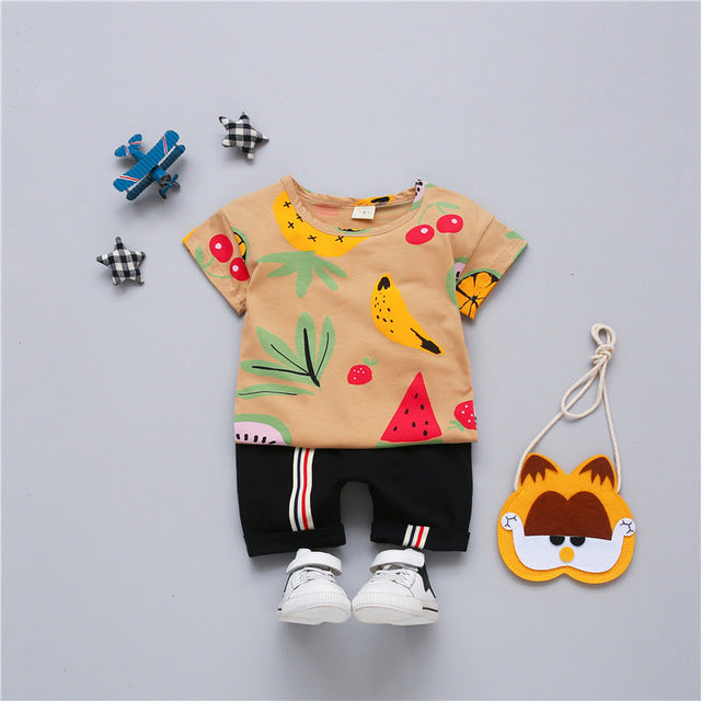 Cartoon Printed Summer Outfit for Baby Boy
