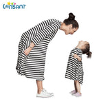 Striped Matching Dress for Mother and Daughter