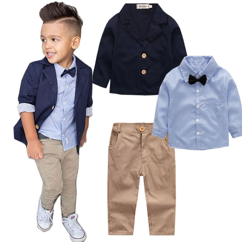 3 Piece Gentleman Suit with Bow for Toddler Boy