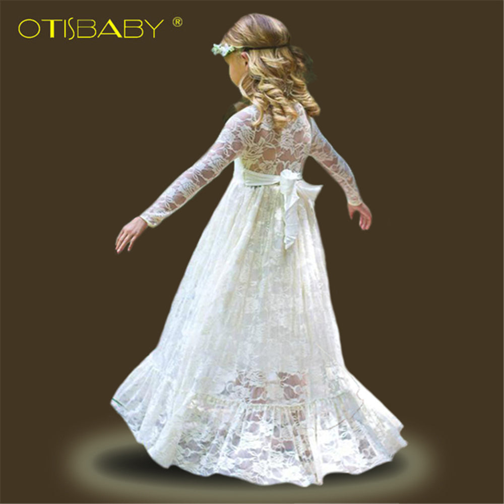 A Line Lace Christmas Gown For Baby Girl