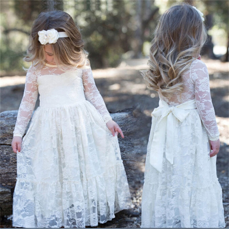 A Line Lace Christmas Gown For Baby Girl