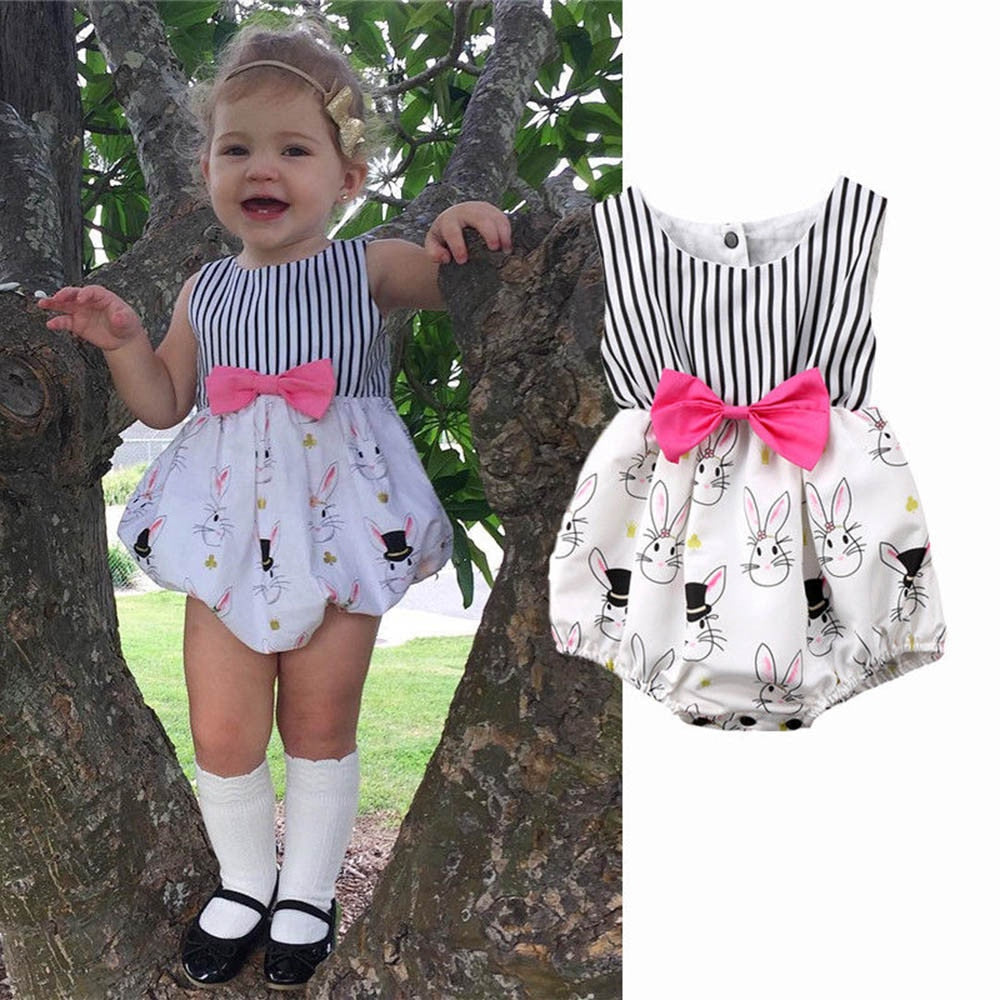 White Color Printed Baby Girl Romper or Jumpsuit