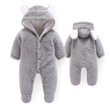 Velvet Jumpsuit With Footies And Cap For Infant