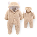 Velvet Jumpsuit With Footies And Cap For Infant