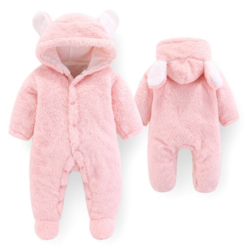 Velvet Jumpsuit With Footies And Cap For Infant