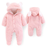 Velvet Jumpsuit With Footies And Cap For Infant