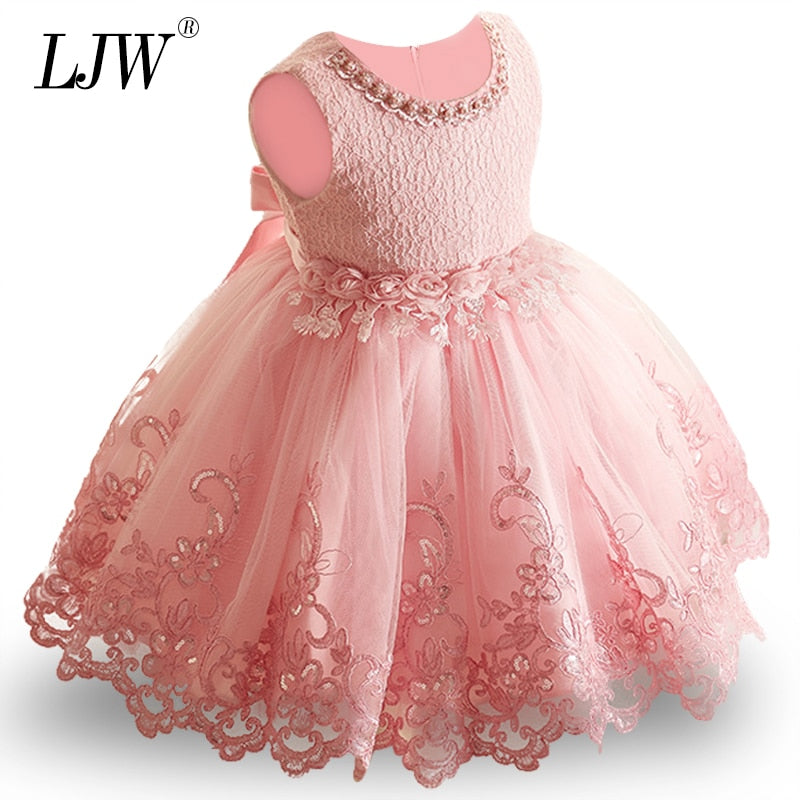 New Lace baby girl Floral Gown for First Birthday
