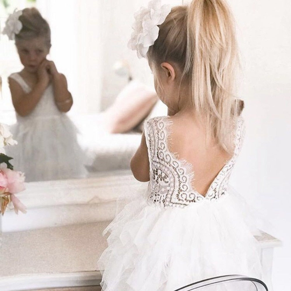 Backless Fluffy Frock For Little Princess