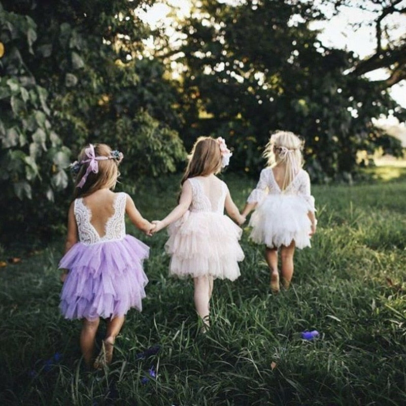 Backless Fluffy Frock For Little Princess