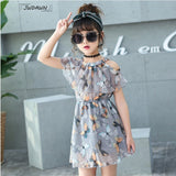 Printed Cold Shoulder Knee Length Frock For Girls
