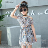 Printed Cold Shoulder Knee Length Frock For Girls