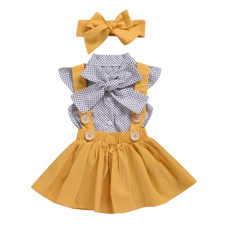 Polka Dots Fashionable Shirt And Skirt Set For Girls
