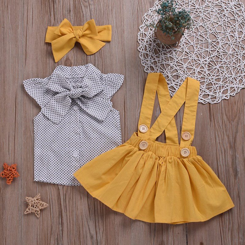Polka Dots Fashionable Shirt And Skirt Set For Girls