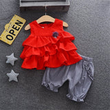 Sleeves Frill Top And Ruched Shorts For Girls