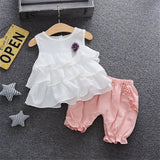 Sleeves Frill Top And Ruched Shorts For Girls