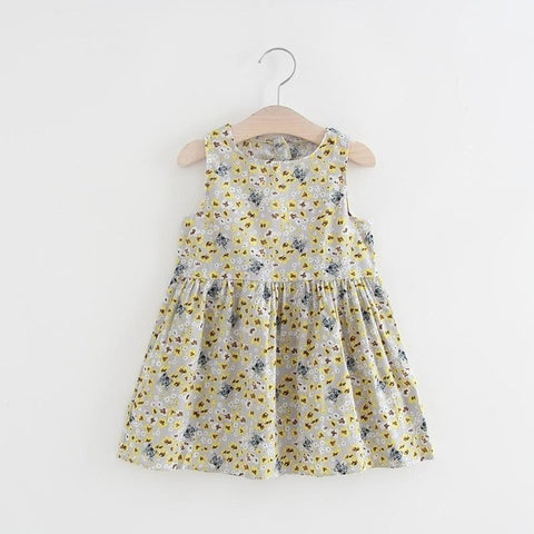 Sleeveless Summer Flower Printed Frock