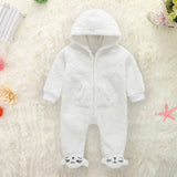 Hooded Furry Jumpsuit For Newborn