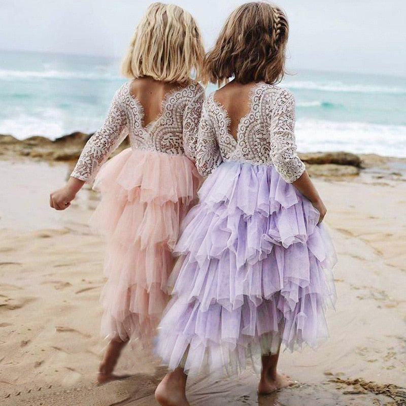 Summer Lace Backless Gown For Baby Girl