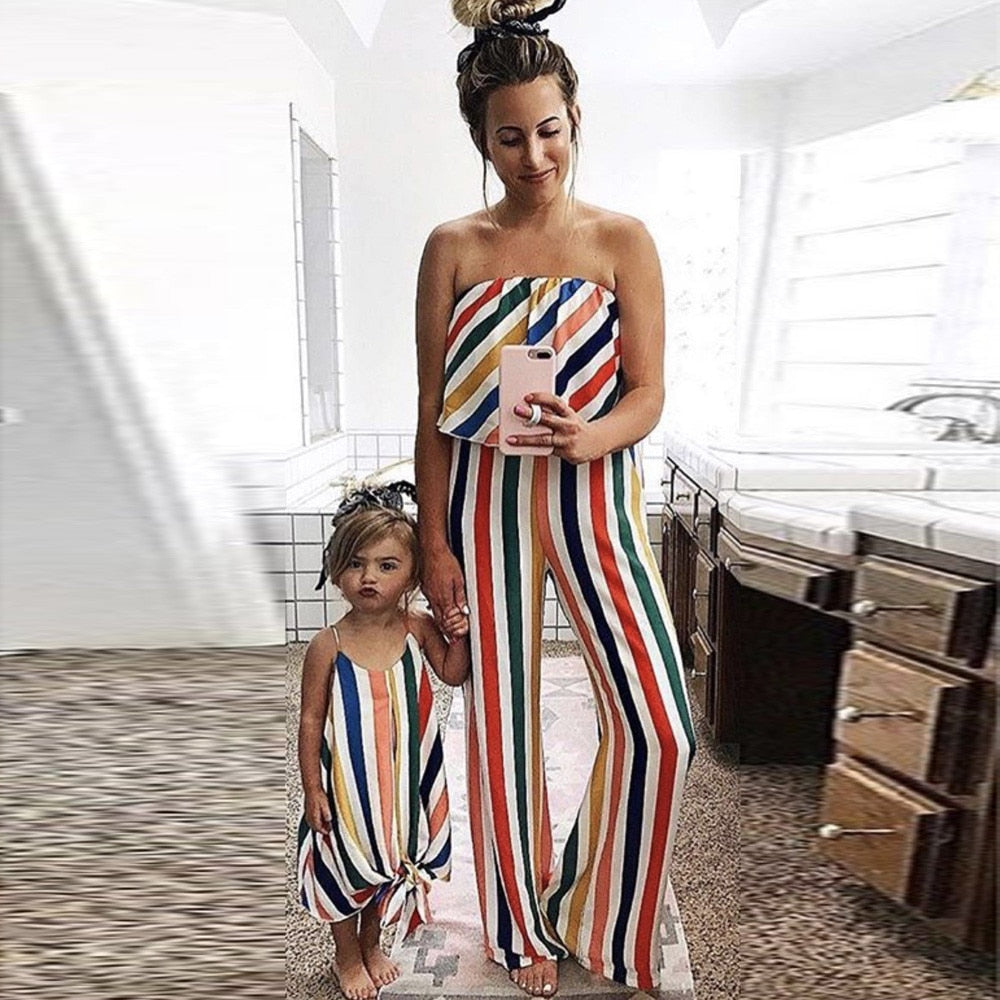 Off Shoulder Mini Jumpsuit For Mom-Daughter