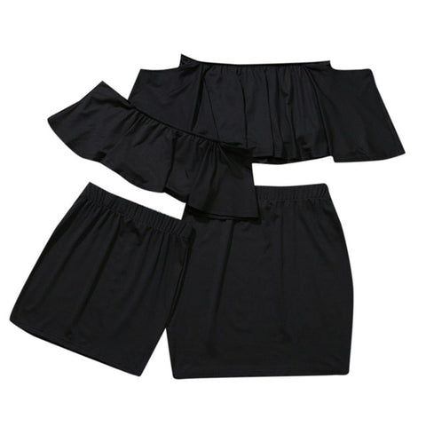 Sexy Off Shoulder Top and Skirt for Mother- daughter