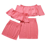 Sexy Off Shoulder Top and Skirt for Mother- daughter