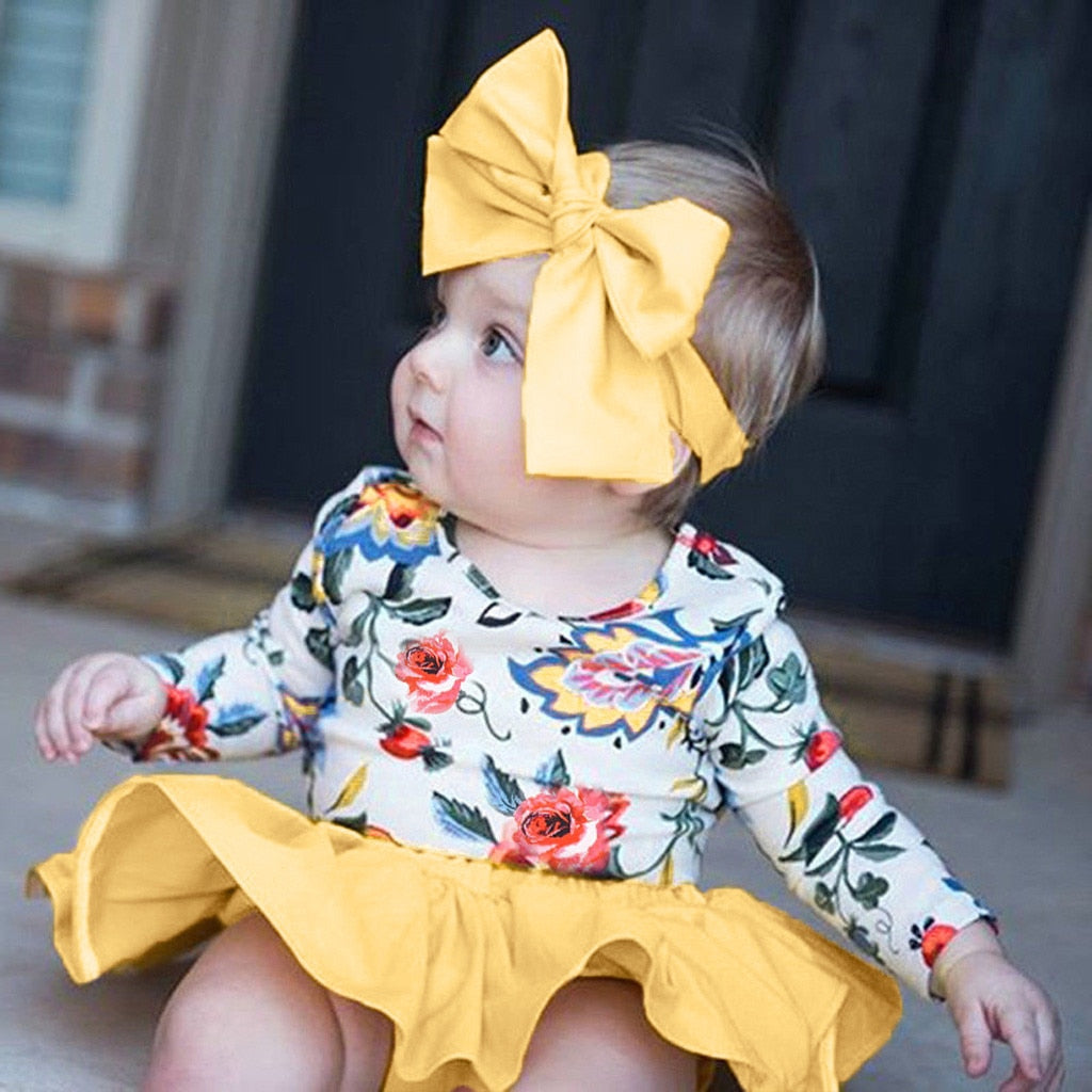 Long Sleeve 3 Piece Girl Dress For Summer