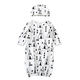 2 Piece Printed Baby Sleepwear Gown With A Cap