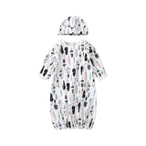 2 Piece Printed Baby Sleepwear Gown With A Cap