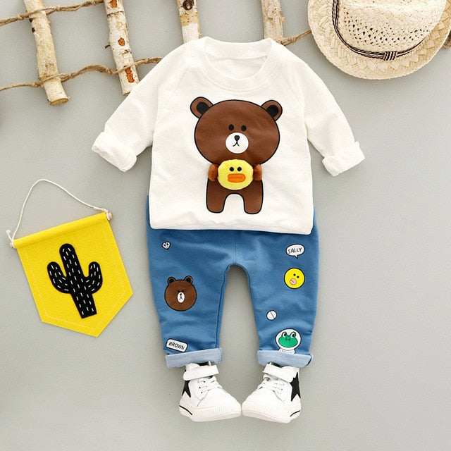 Cartoon Printed T-Shirt and Pant Set for Toddler Boy