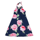 Flower Printed Summer Knee Length Dress for Mother-Daughter