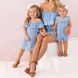 Off shoulder mini Jumpsuit for Mom-Daughter