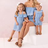 Off shoulder mini Jumpsuit for Mom-Daughter