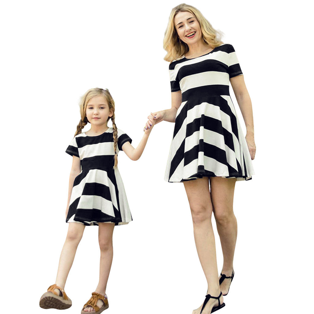 Thick Striped Dress For Mom And Daughter Duo Dress