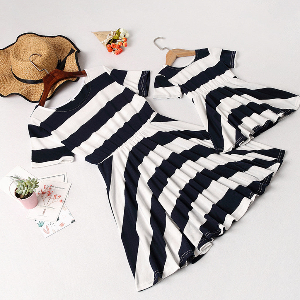 Thick Striped Dress For Mom And Daughter Duo Dress