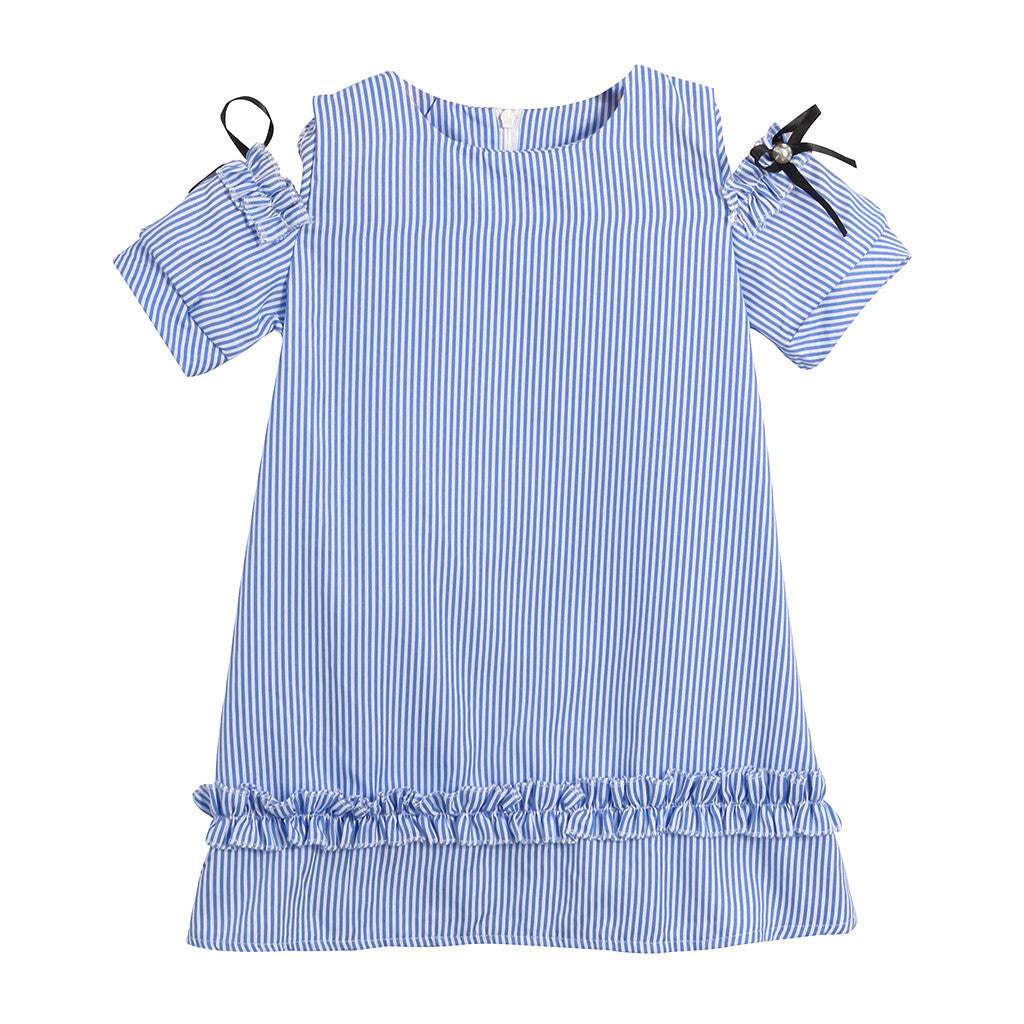 Multicolor Striped Off Shoulder Mother Daughter Dress Set
