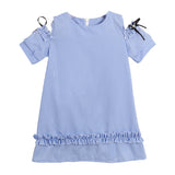 Multicolor Striped Off Shoulder Mother Daughter Dress Set