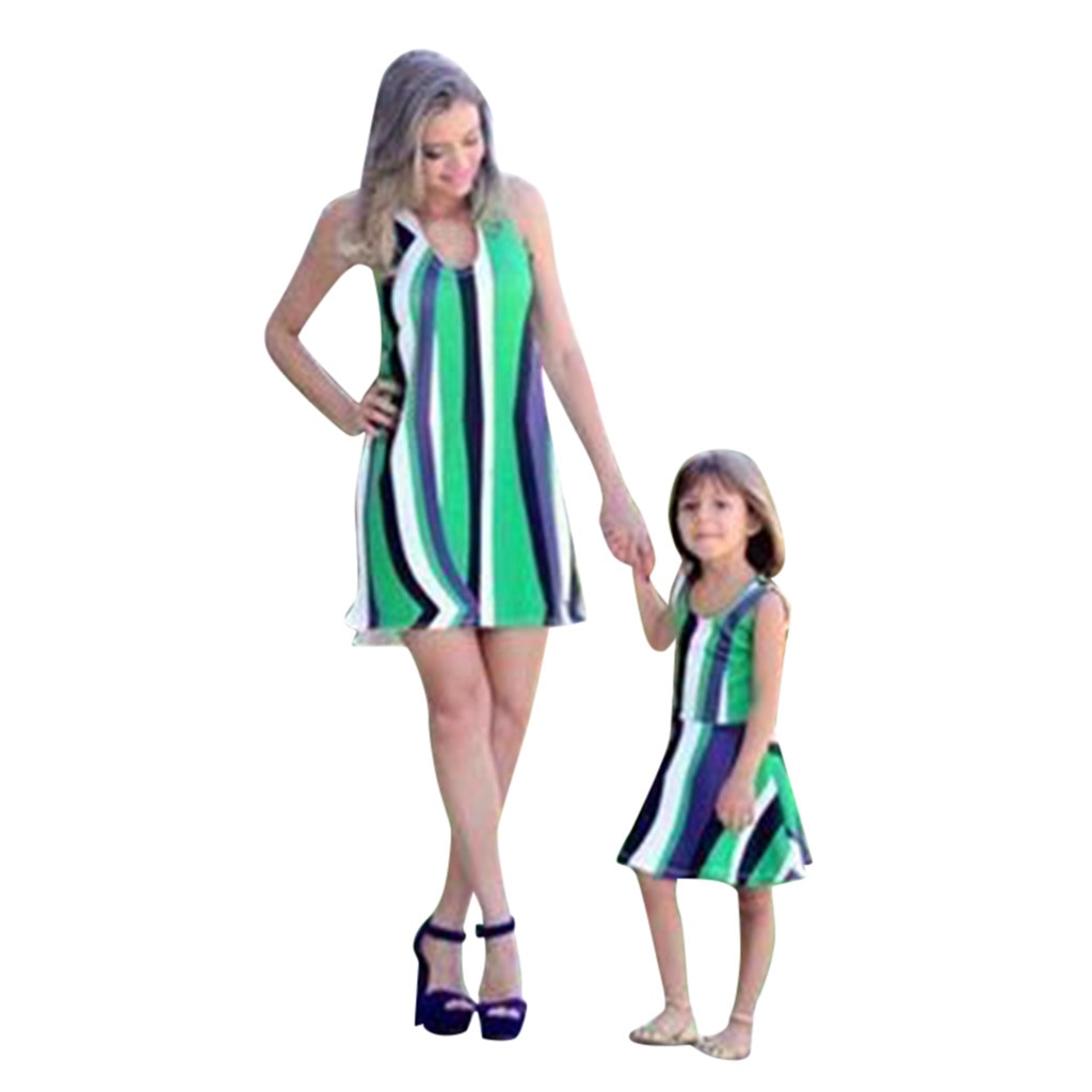 Multicolor Striped Mother Daughter Dress