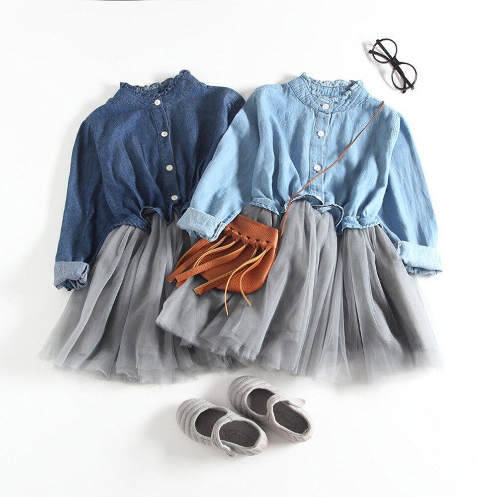 Knee Length Denim Frock For Baby Girl