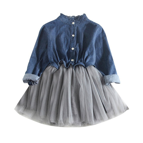 Knee Length Denim Frock For Baby Girl