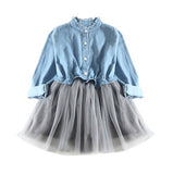 Knee Length Denim Frock For Baby Girl